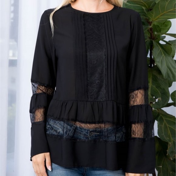CHIC DOLLZ Black Lace detailed Blouse - Picture 5 of 7